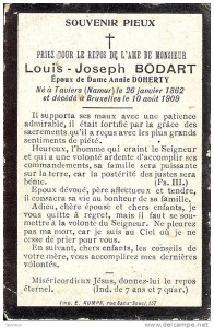 Louis Joseph Bodart memorial card