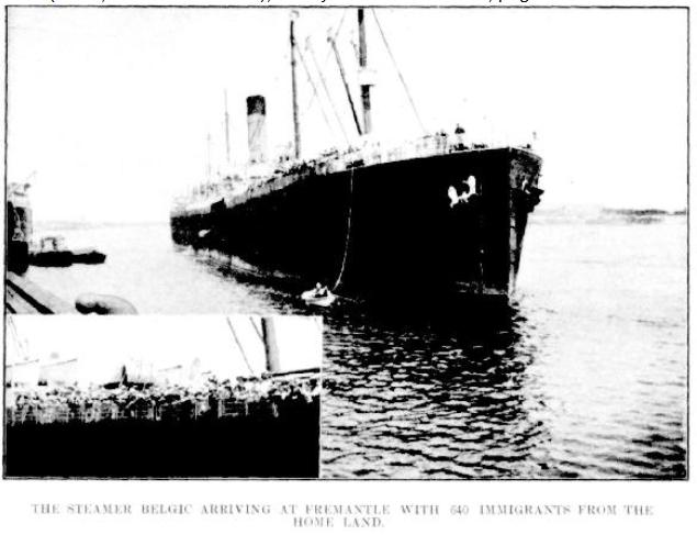 TSS Belgic berthing at Fremantle 1912 voyage